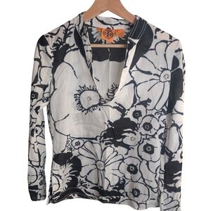 Tory Burch Sequin Floral Cotton Tunic Size 2